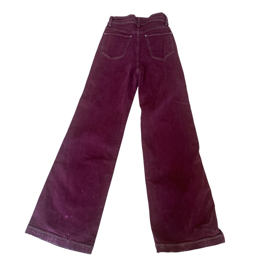 Joe's Jeans Burgundy Wide Leg SIZE 25 Denim High Waisted Long Fall Designer $248 - Picture 11 of 15